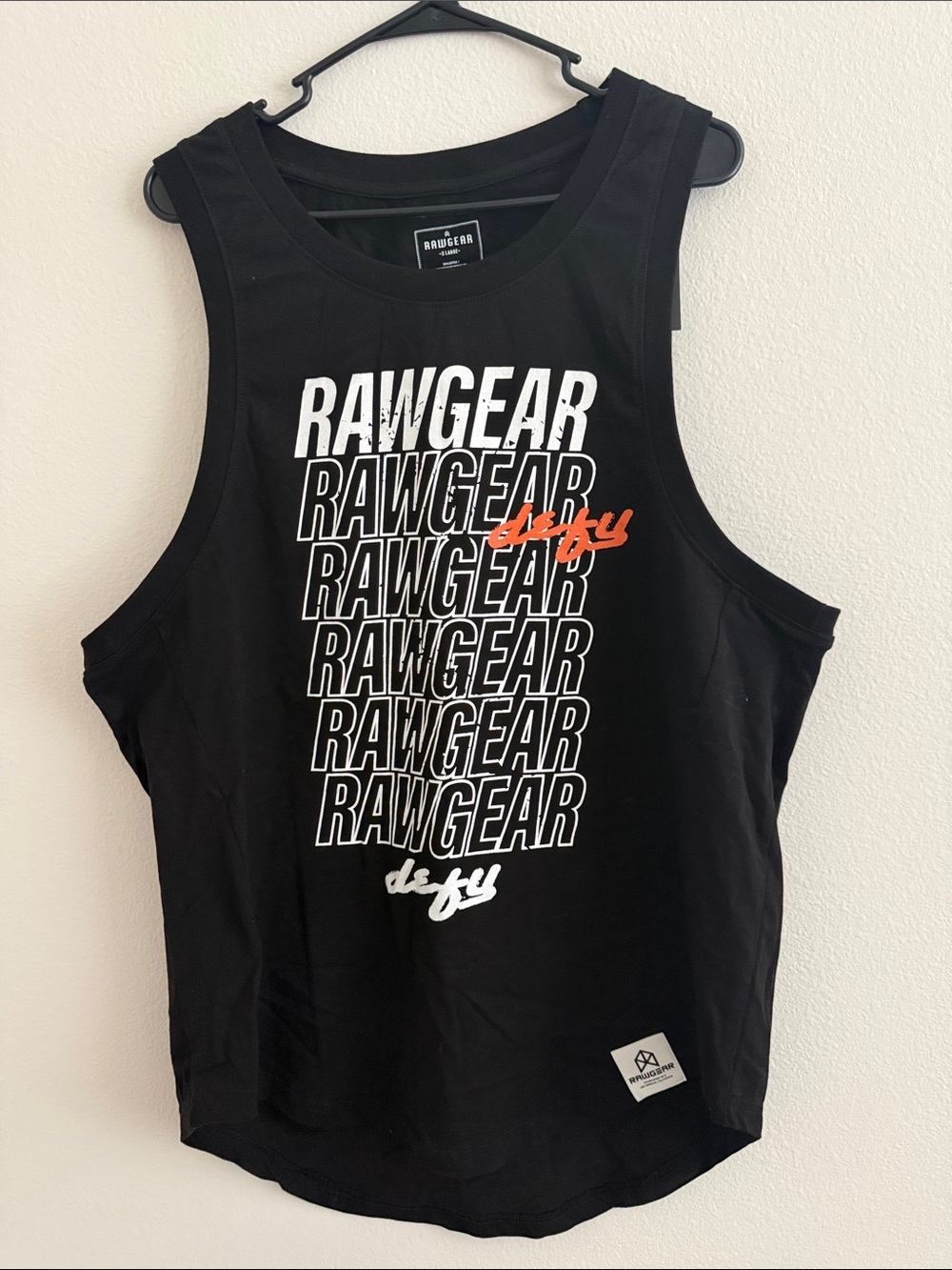 RAWGEAR Men’s Black Graphic Tank Top with Orange Accent